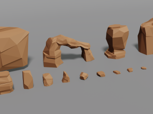 desert pack lowpoly trees palms cactus rock grass low-poly cartoons 3D Model