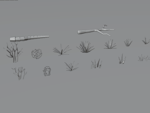 desert pack lowpoly trees palms cactus rock grass low-poly cartoons 3D Model