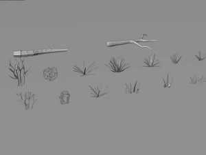 desert pack lowpoly trees palms cactus rock grass low-poly cartoons 3D Model