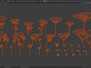 tropic trees plants flowers grass palms lowpoly pack low-poly 3D Model