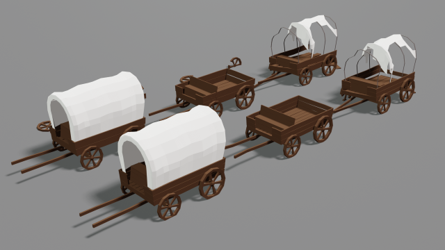 wagon and wheels lowpoly pack low-poly 3Dモデル .c4d .max .obj .3ds .fbx .stl .blend 