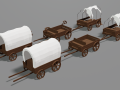 wagon and wheels lowpoly pack low-poly 3D Models