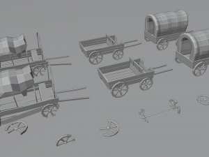 wagon and wheels lowpoly pack low-poly 3Dモデル