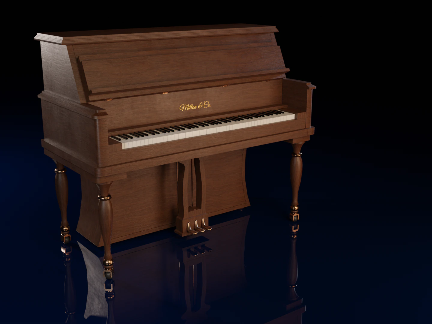 old upright piano 3D Model .c4d .max .obj .3ds .fbx .stl .blend 
