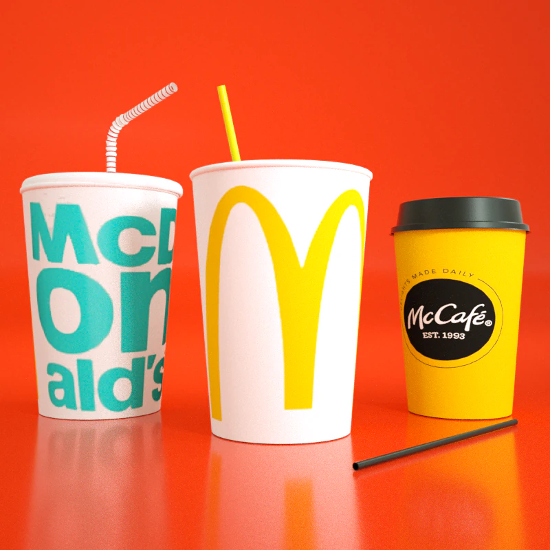 mcdonalds cups 3D Model .c4d .max .obj .3ds .fbx .stl .blend 