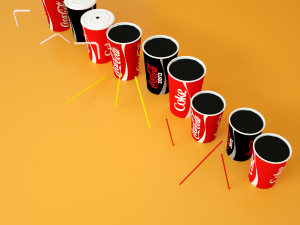 set of coca-cola cups s Model 3D