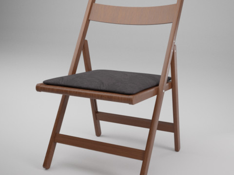 Wood Folding Chair with Cushion 3D Модель