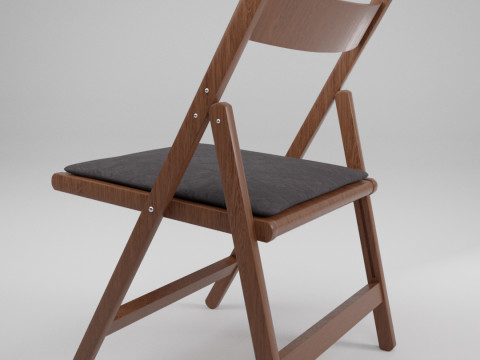 Wood Folding Chair with Cushion 3D Модель