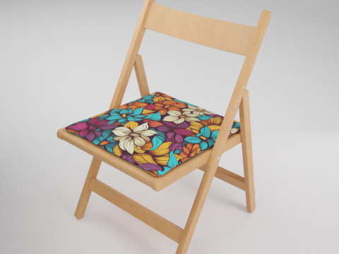 Wood Folding Chair with Cushion 3D Модель