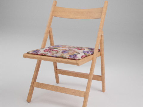 Wood Folding Chair with Cushion 3D Модель