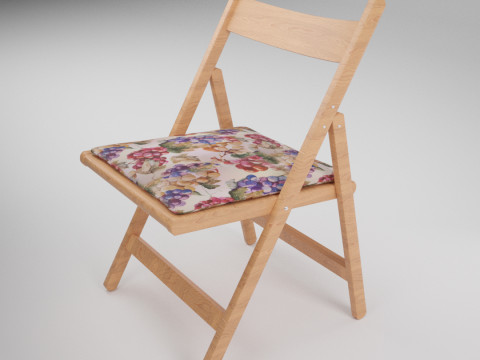 Wood Folding Chair with Cushion 3D Модель