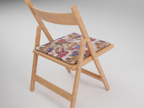 Wood Folding Chair with Cushion 3D Модель