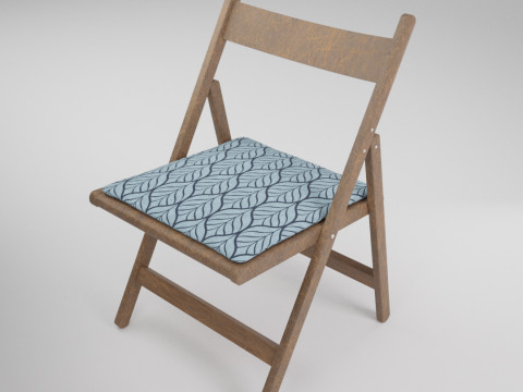 Wood Folding Chair with Cushion 3D Модель