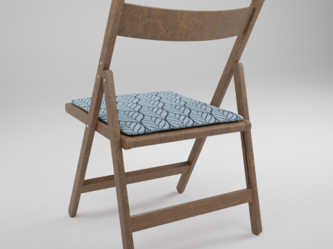 Wood Folding Chair with Cushion 3D Модель