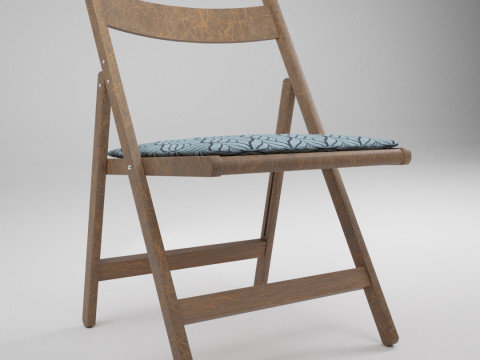 Wood Folding Chair with Cushion 3D Модель