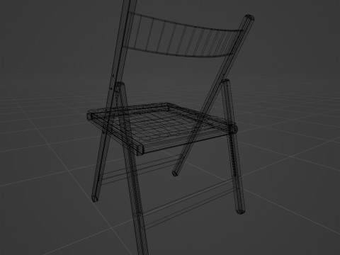Wood Folding Chair with Cushion 3D Модель