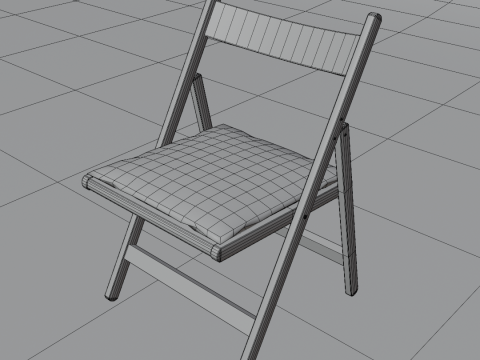 Wood Folding Chair with Cushion 3D Модель