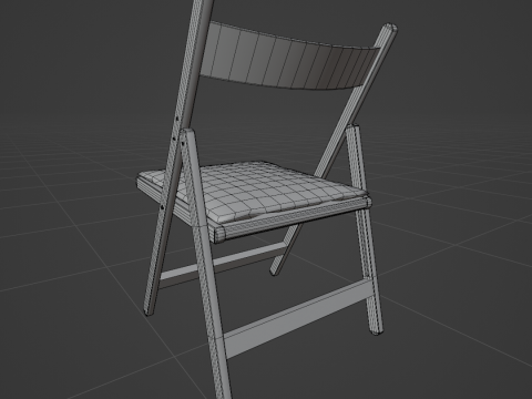 Wood Folding Chair with Cushion 3D Модель