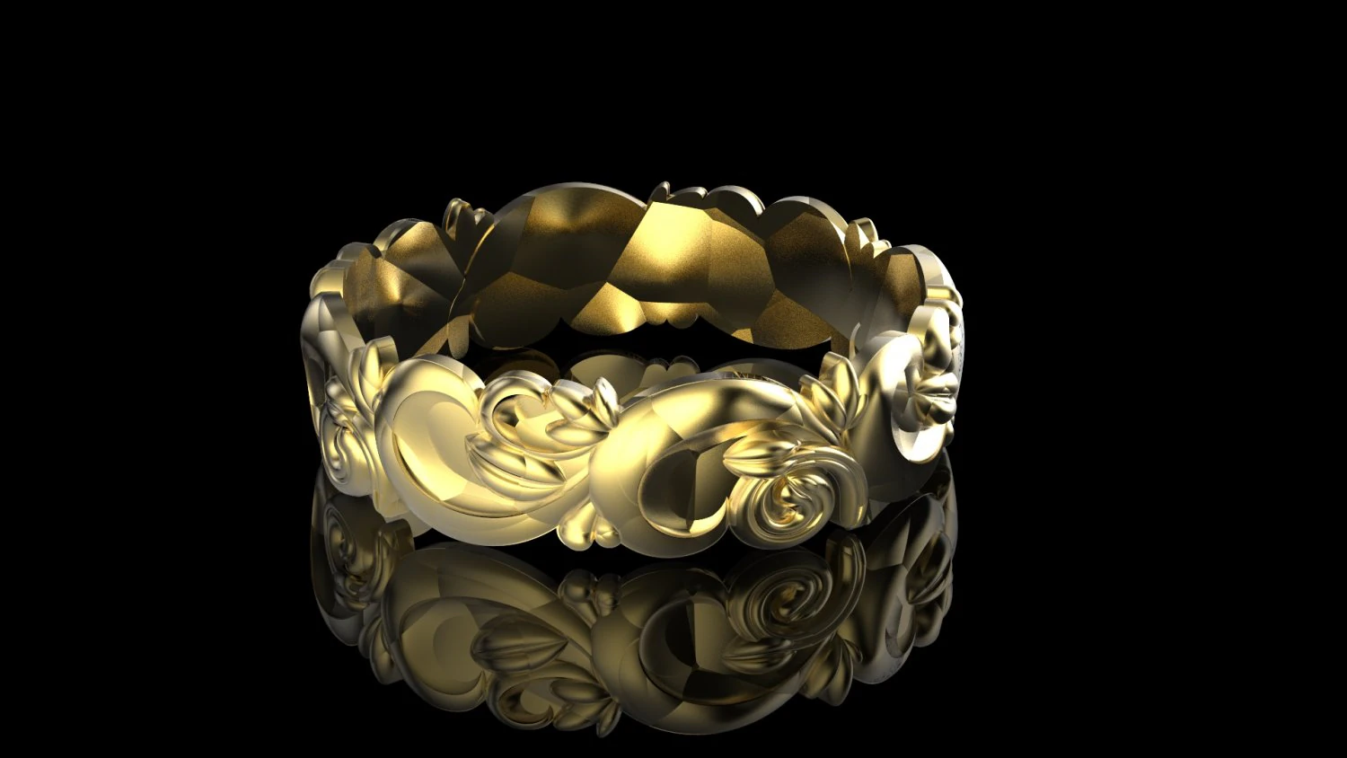 ring with flower pattern 3D Print Model .c4d .max .obj .3ds .fbx .stl .blend 