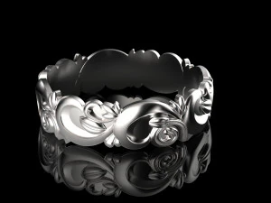 ring with flower pattern 3D Print Model