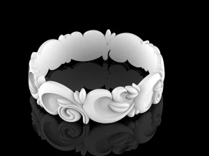 ring with flower pattern 3D Print Model