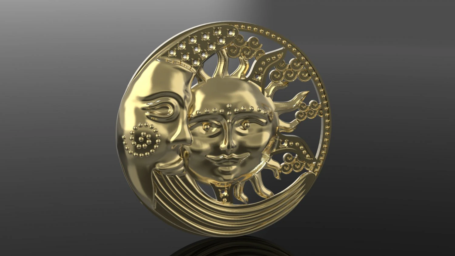 sun and moon pendant 3D Print Model .c4d .max .obj .3ds .fbx .stl .blend 