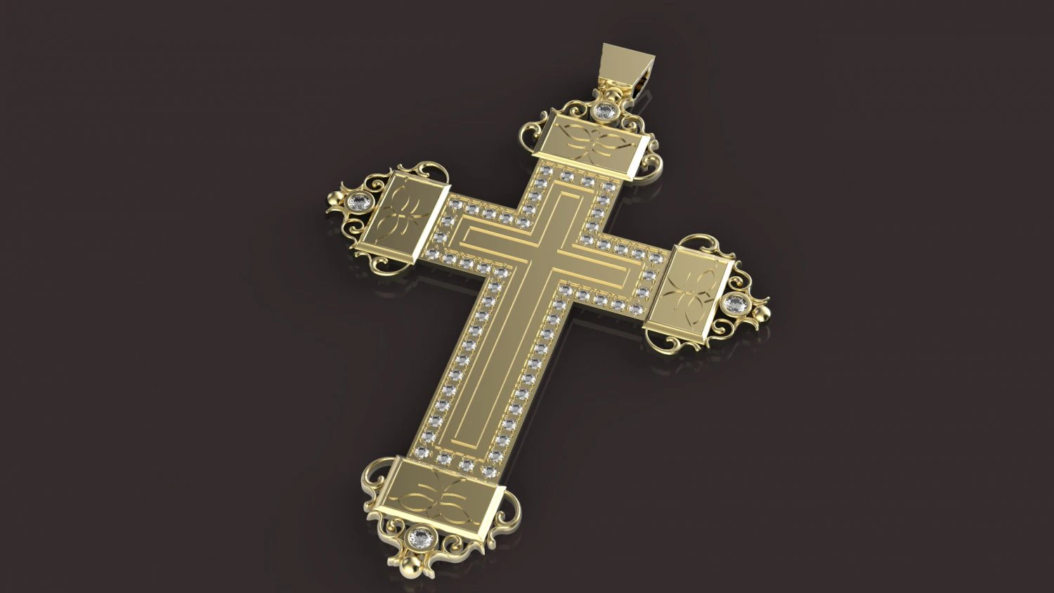 cross with diamonds 3D Print Model .c4d .max .obj .3ds .fbx .stl .blend