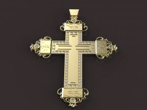 cross with diamonds 3D Print Model
