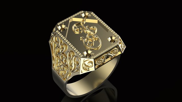 ring with sign 3D प्रिंट मॉडल .c4d .max .obj .3ds .fbx .stl .blend 
