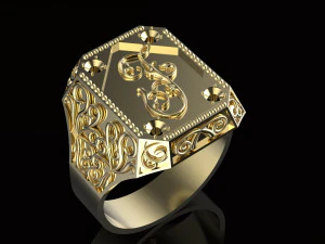 サイン付きリング 3Dプリントモデル