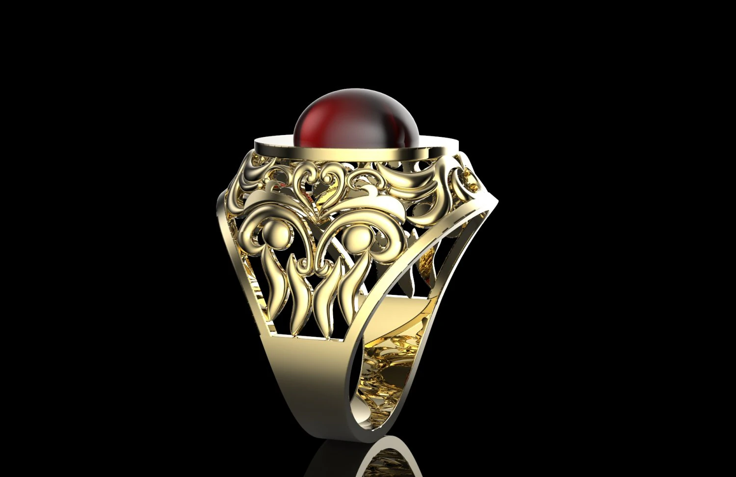 ring with oval gemstone 3D Print Model .c4d .max .obj .3ds .fbx .stl .blend 