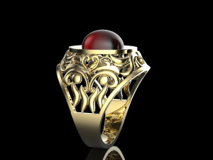 ring with oval gemstone Modelo de Impressão 3D