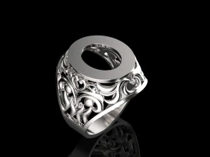 ring with oval gemstone 3D Print Model