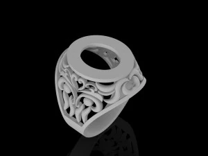 ring with oval gemstone 3D Print Model