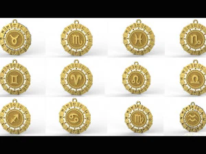 koleksi liontin simbol zodiak Model Cetak 3D
