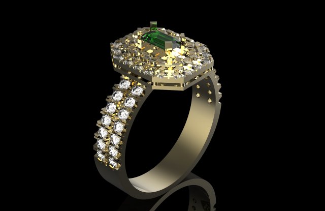 ring with emerald 3D-Druckmodell .c4d .max .obj .3ds .fbx .stl .blend 