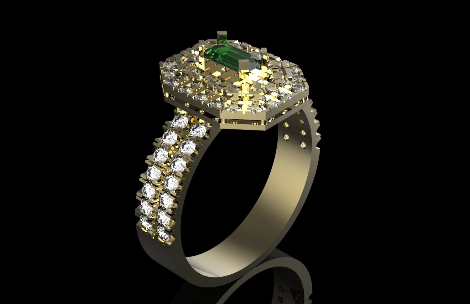 ring with emerald 3D Print Model .c4d .max .obj .3ds .fbx .stl .blend