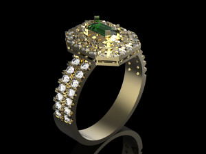 ring with emerald 3Dプリントモデル