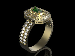 ring with emerald 3D Print Model