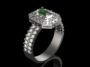 ring with emerald 3D Print Model
