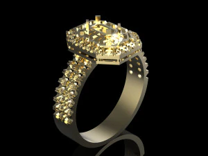 ring with emerald 3D Print Model