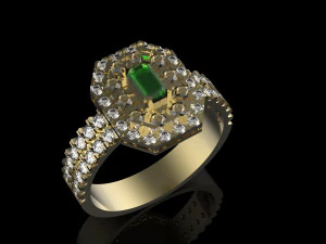 ring with emerald 3D Print Model
