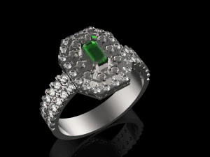 ring with emerald 3D Print Model