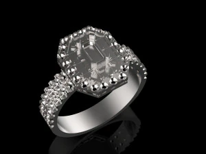 ring with emerald 3D Print Model