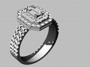 ring with emerald 3D Print Model