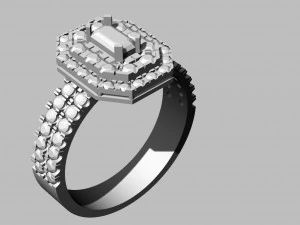 ring with emerald 3D Print Model