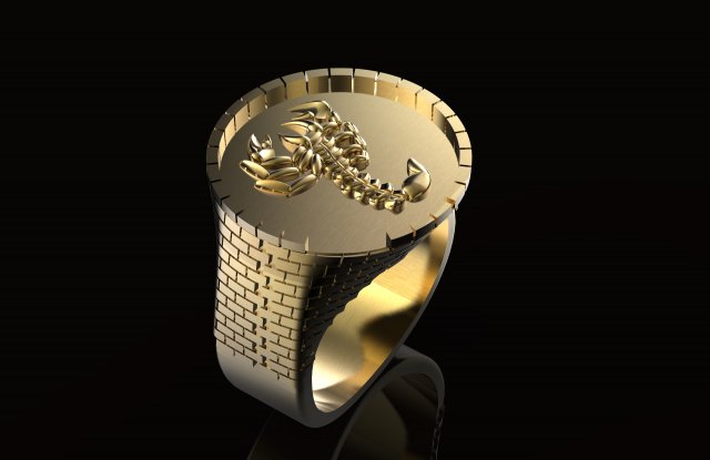 ring with brick wall 3Dプリントモデル .c4d .max .obj .3ds .fbx .stl .blend 