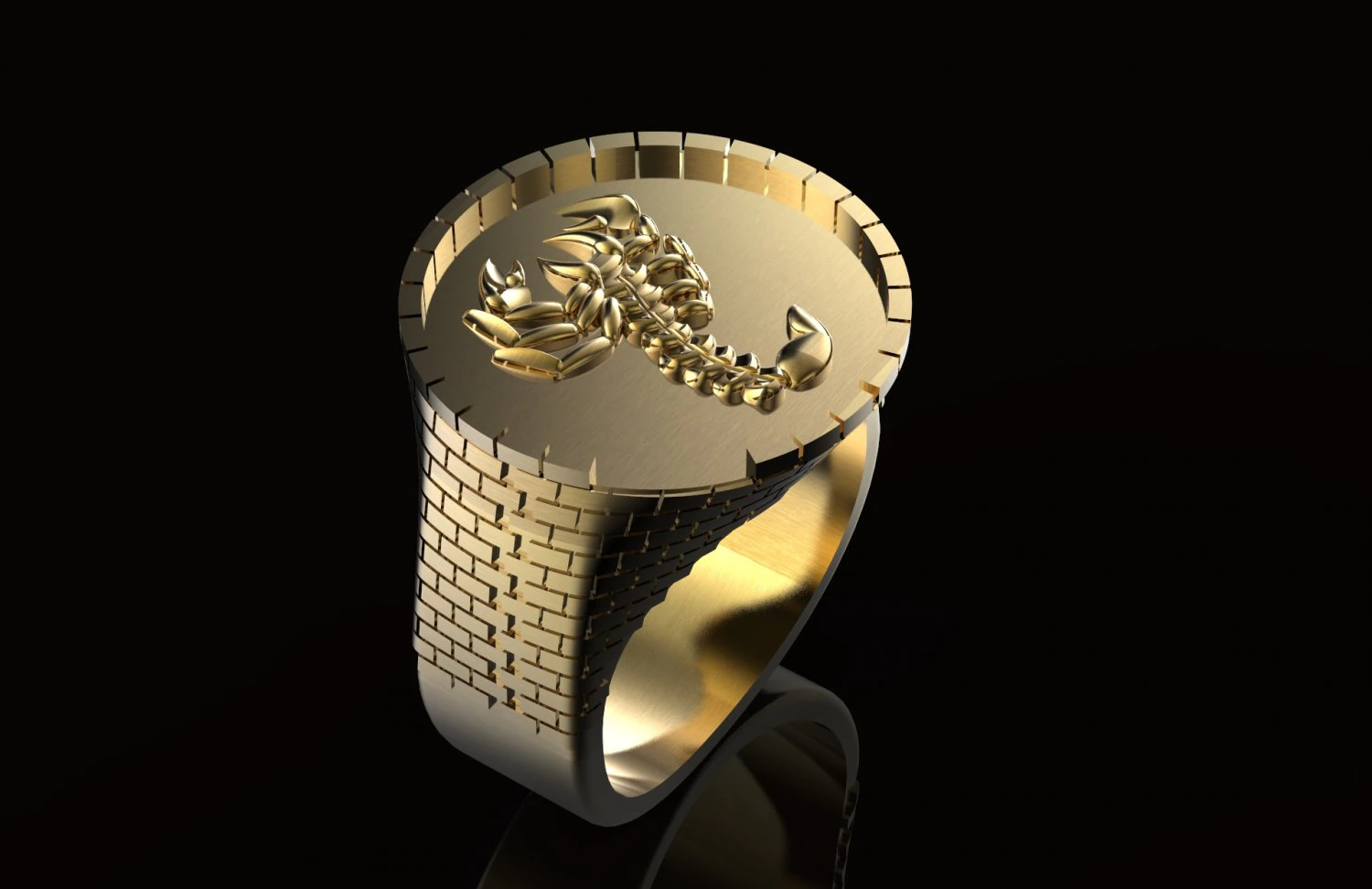 ring with brick wall 3D Print Model .c4d .max .obj .3ds .fbx .stl .blend 