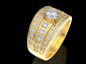 다이아몬드가 박힌 반지 3D 프린트 모델