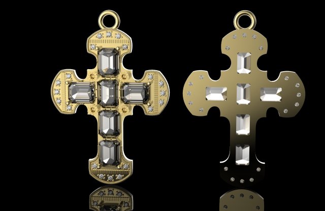 cross with gems Modelo de impresión 3D .c4d .max .obj .3ds .fbx .stl .blend 